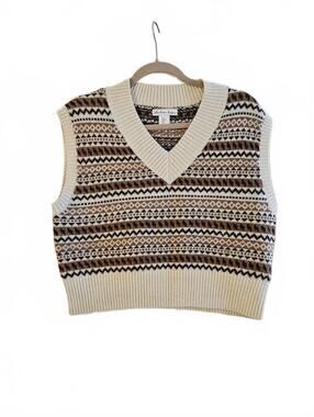London Kaye Fair Isle Knit Sweater Vest-Size Small-Perfect for Fall Layering